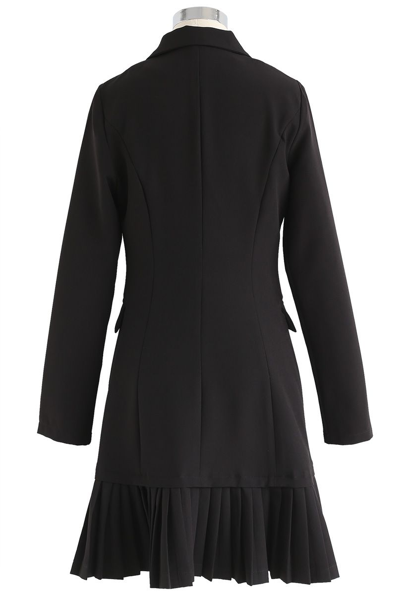 Almost Graceful Double-Breasted Coat Dress in Black