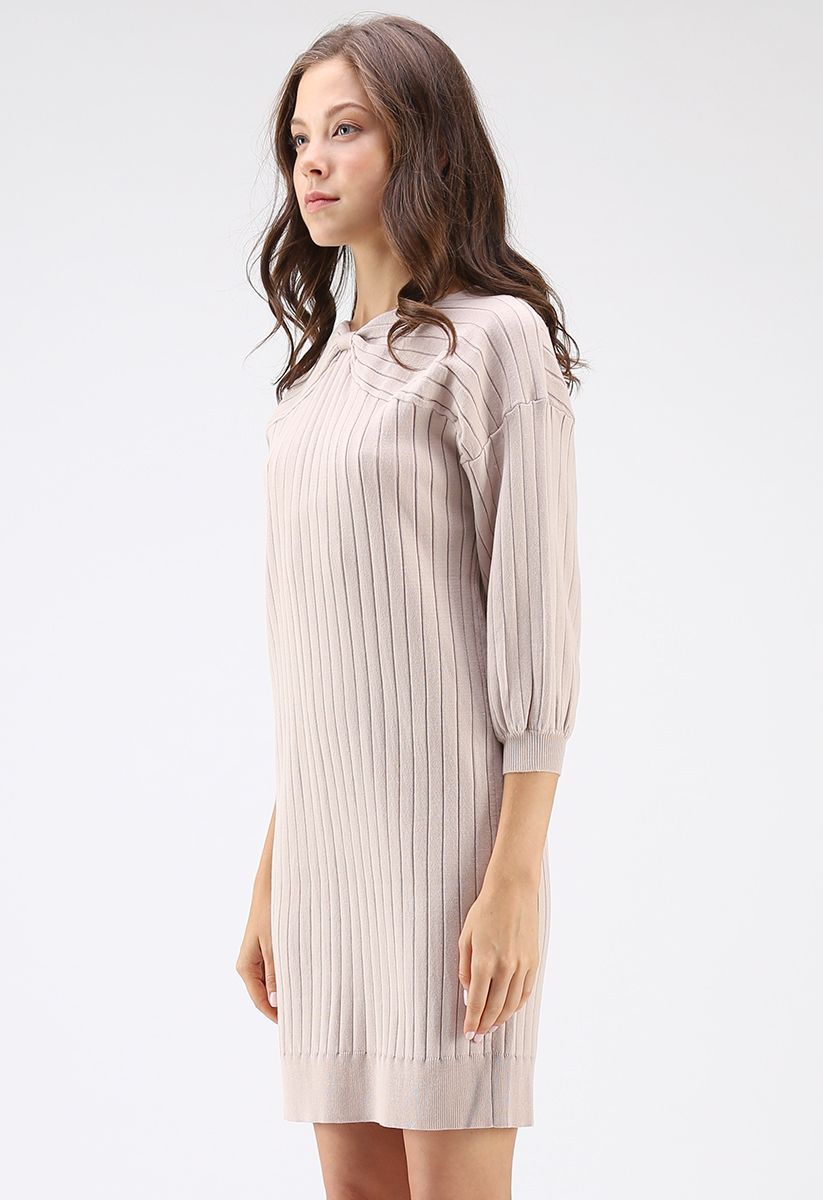 Hold You Tight Bowknot Knit Dress in Pink