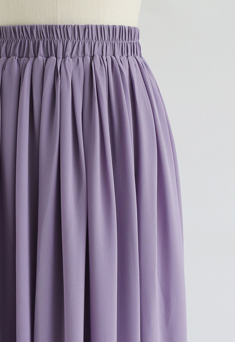 Purple Pleated Maxi Skirt