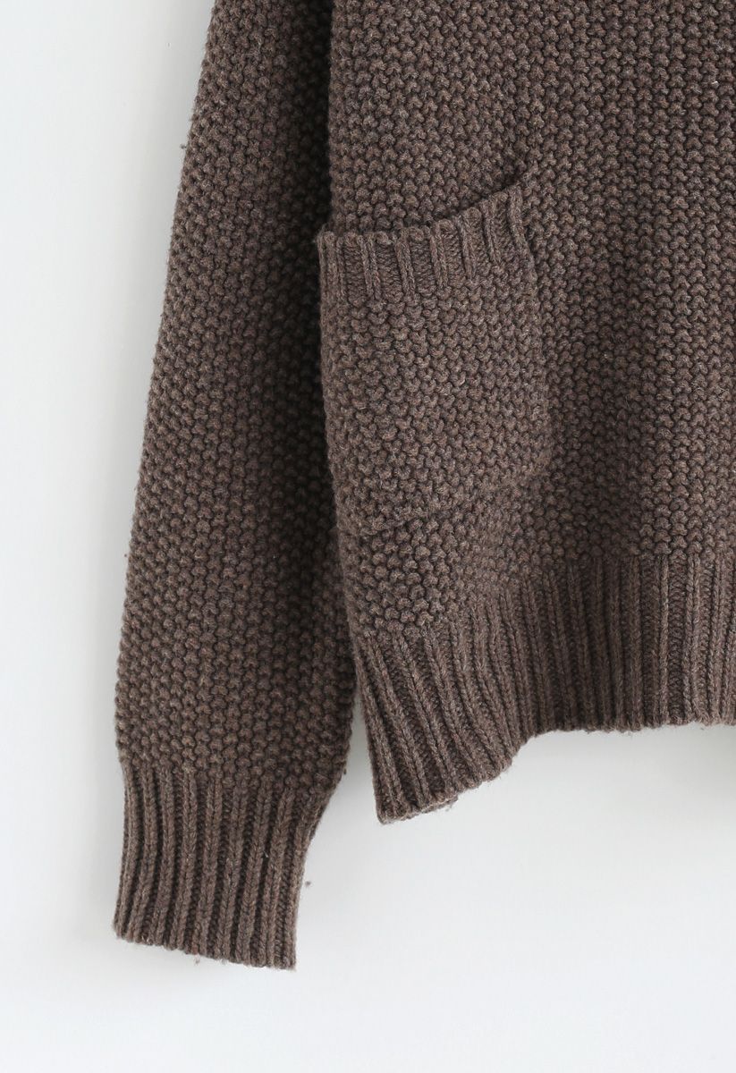 Sunday Espresso V-Neck Knit Sweater in Brown