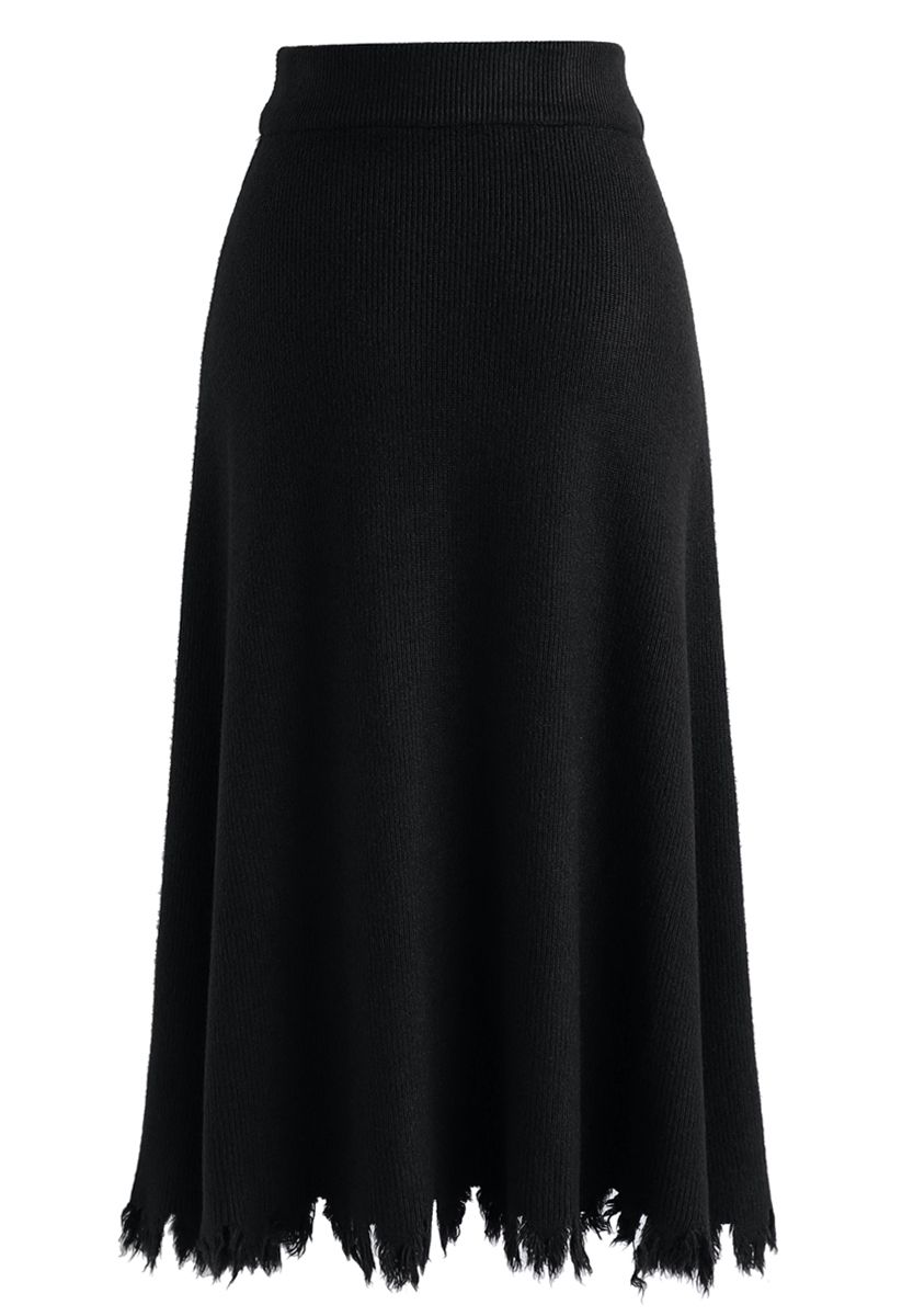 Love Yourself Ribbed Knit Skirt in Black - Retro, Indie and Unique Fashion