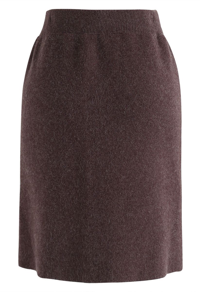 Eternal Pearls Knit Skirt in Brown