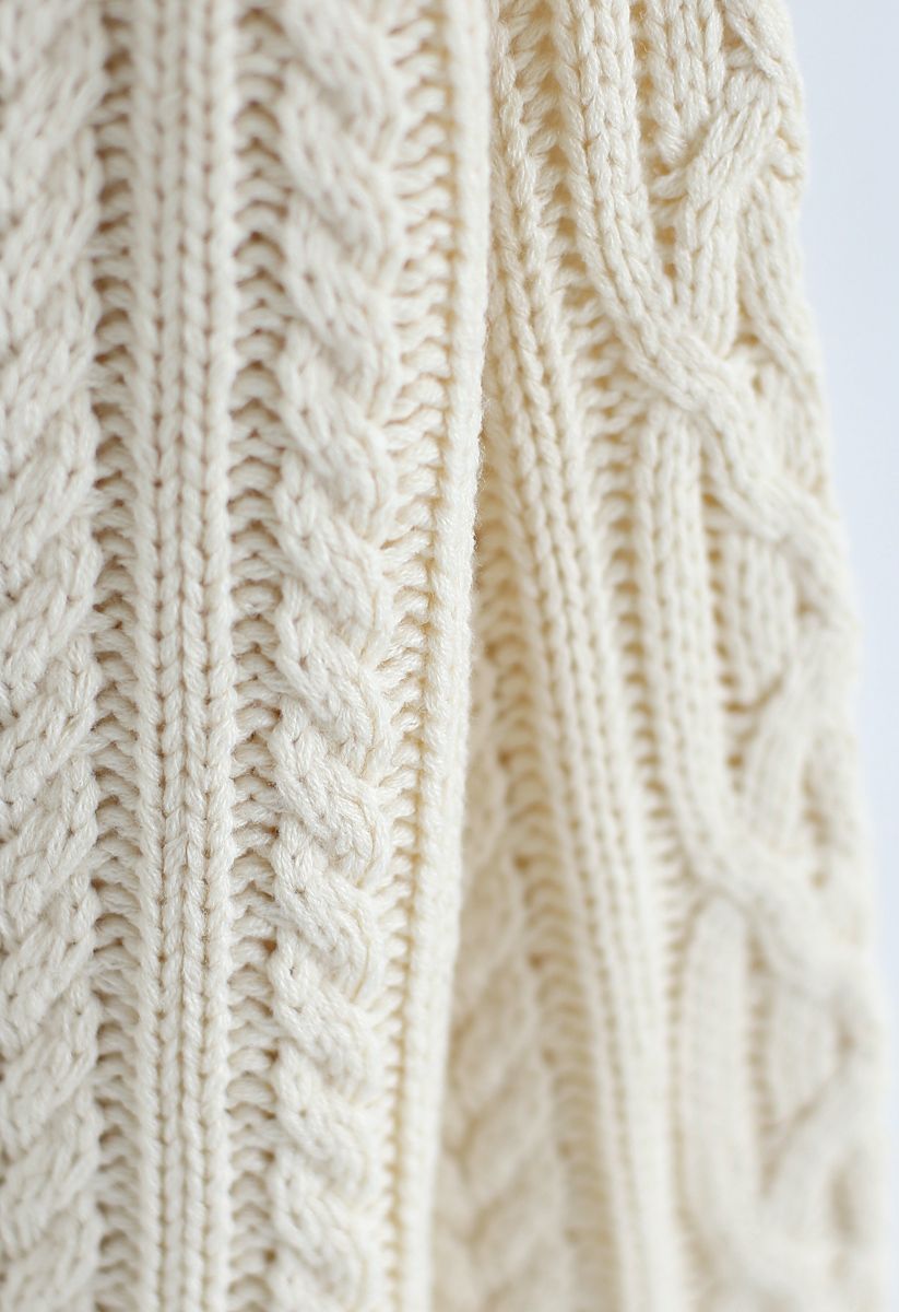 Enthusiast of Leisure Cable Knit Sweater in Cream
