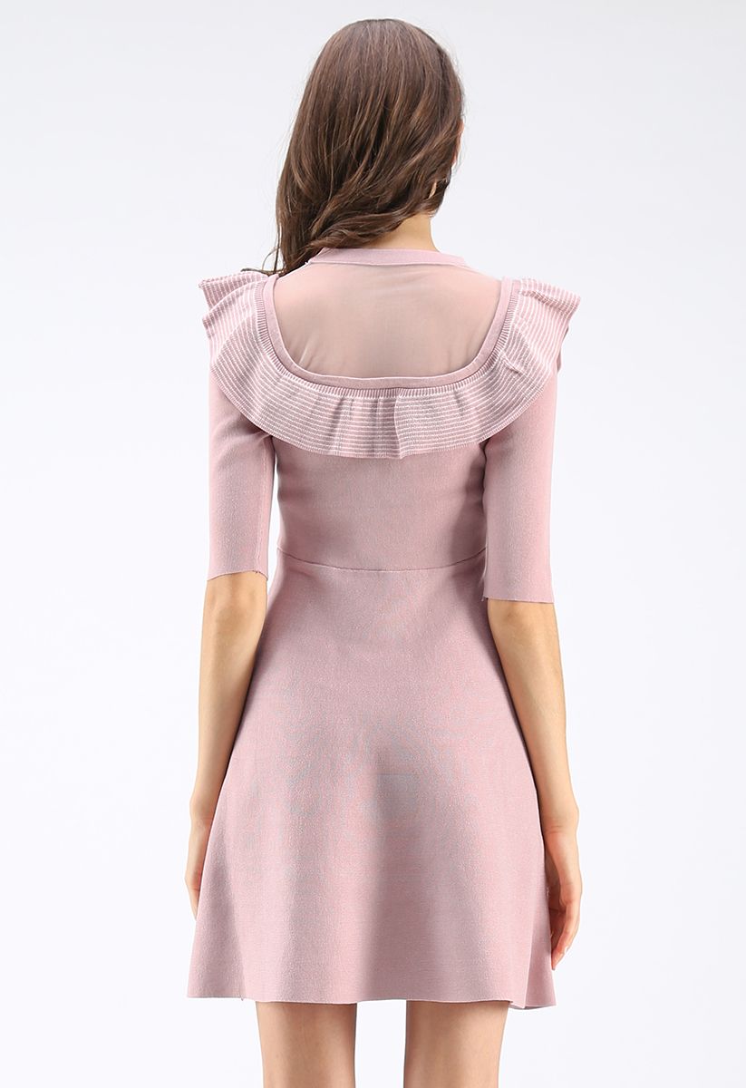 It's Not the Same Ruffle Knit Dress in Pink