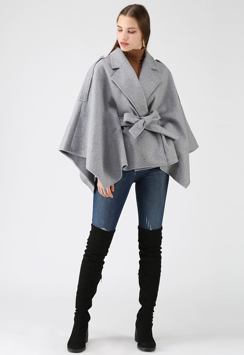 Just for Your Tenderness Cape Coat in Grey