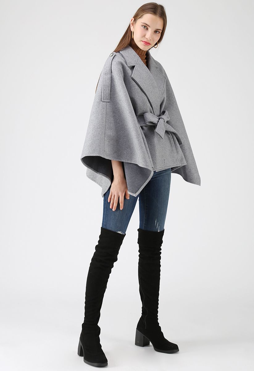 Just for Your Tenderness Cape Coat in Grey
