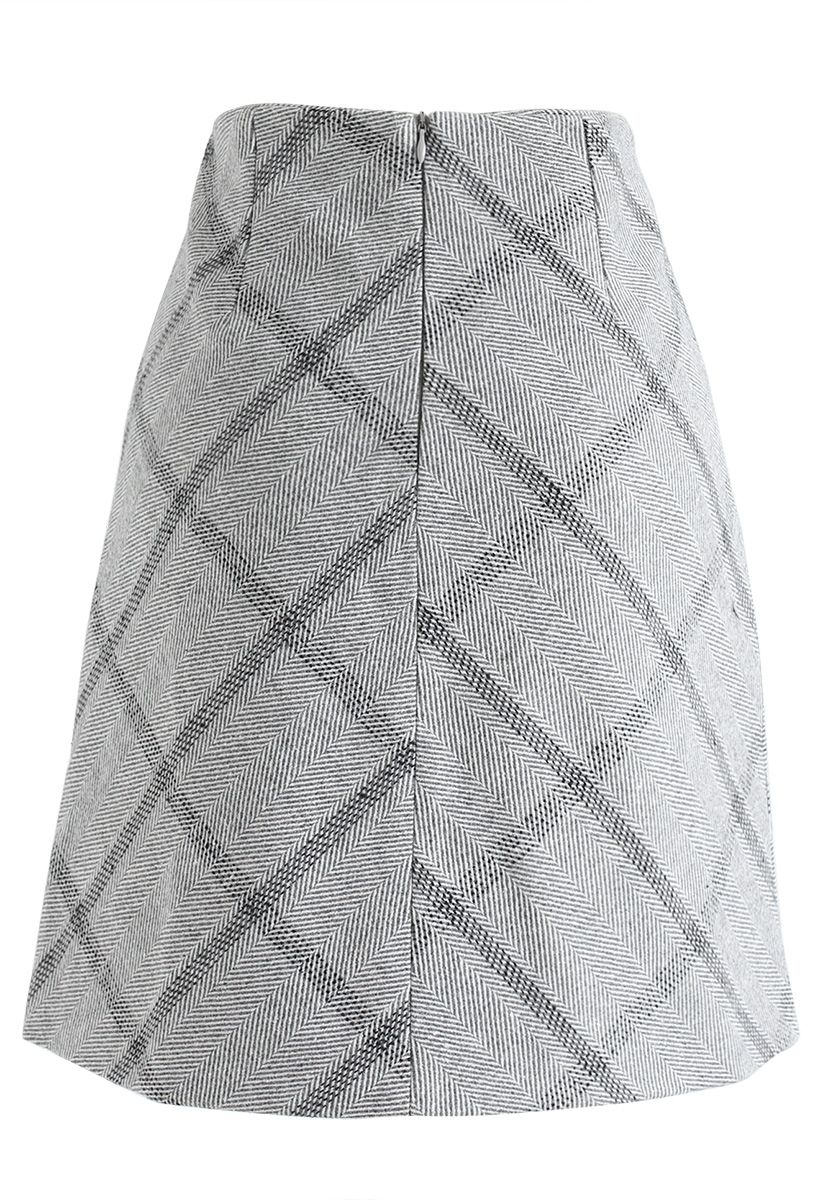 Everyday Essential Wool-Blend Bud Skirt in Grey