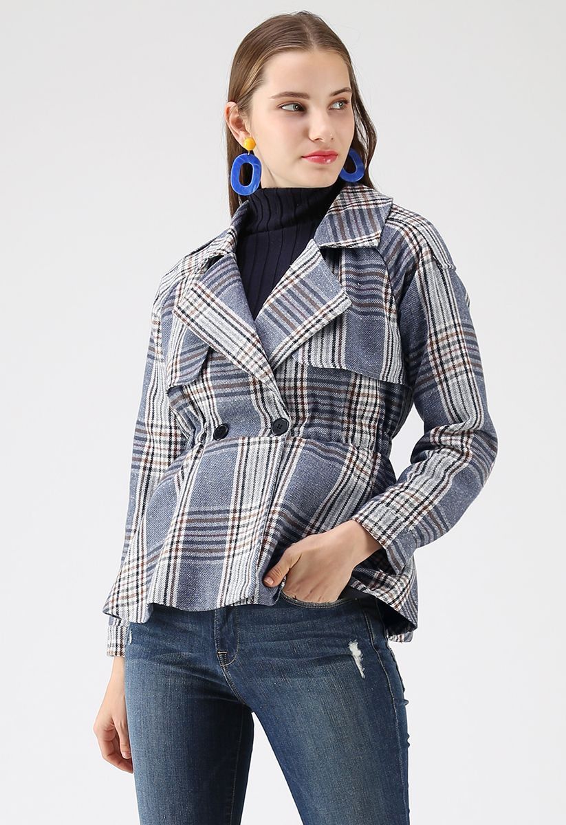 Give It to Me Plaid Waisted Coat