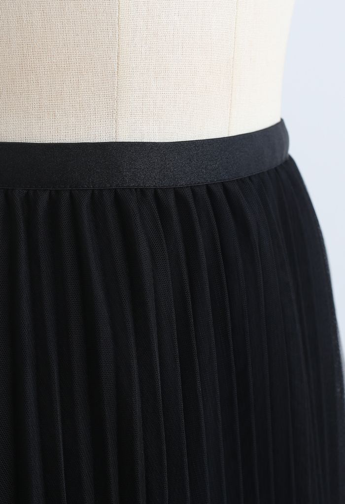 Call out Your Name Pleated Mesh Skirt in Black - Retro, Indie and ...