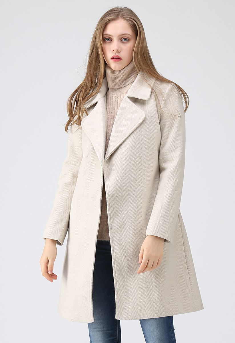 New Afternoon Longline Coat in Cream