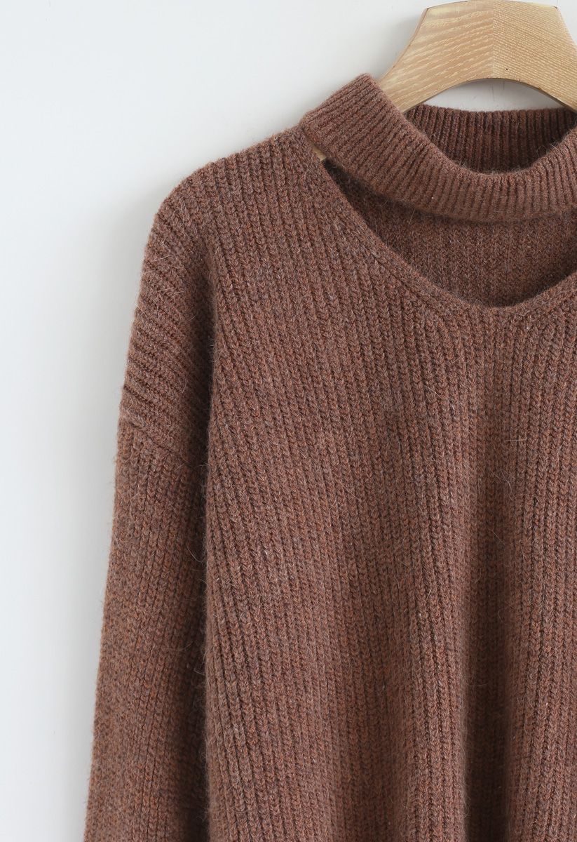 From Me to You Cut Out Knit Sweater in Tan