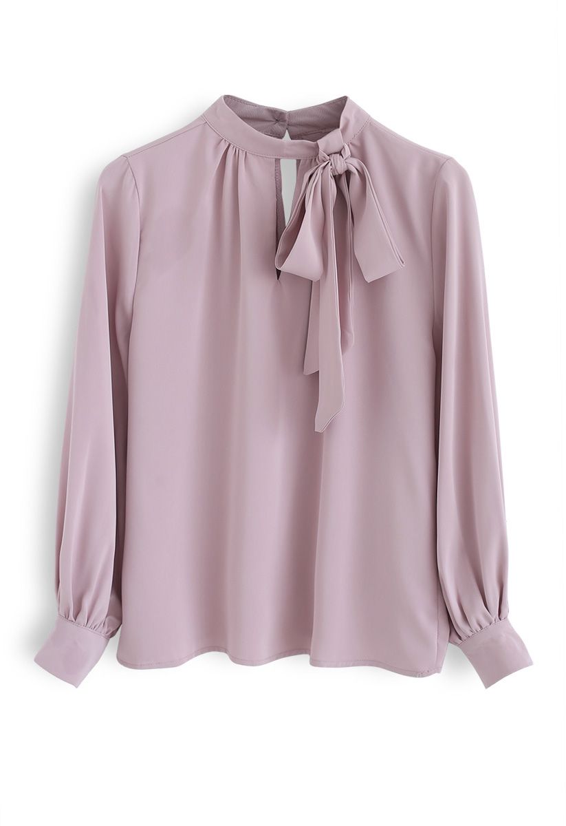 Only Love Bowknot Chiffon Top in Pink