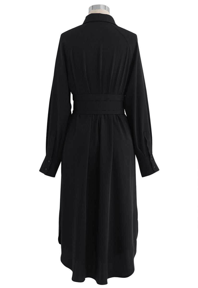 Simply Smooth Belted Midi Dress in Black