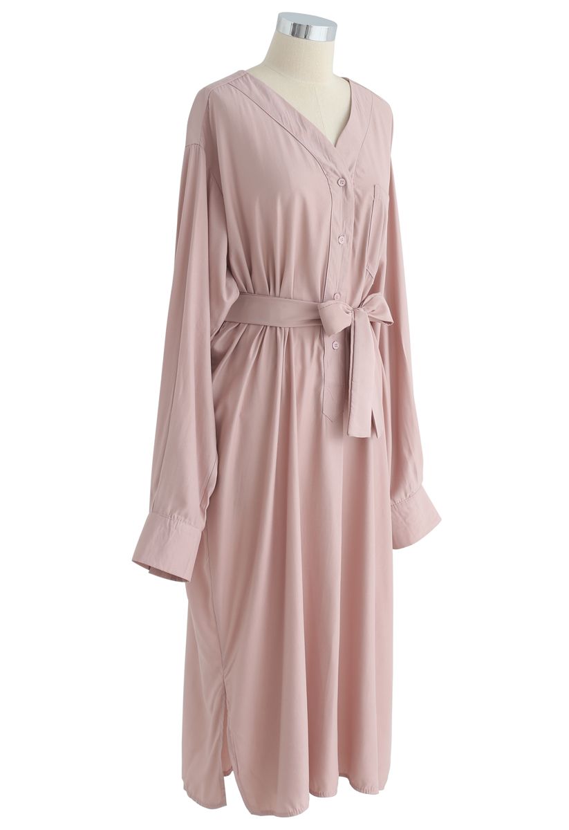 The Morning Star Midi Dress in Pink