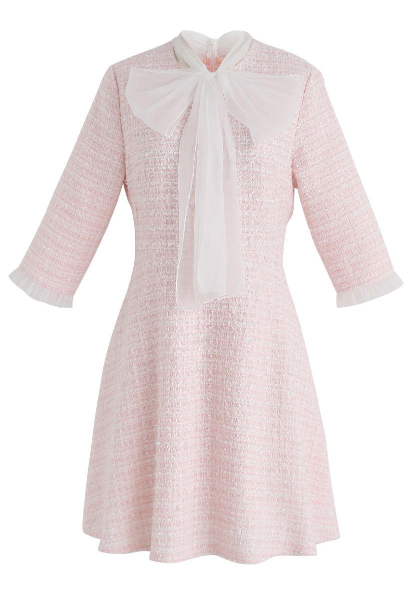 A Hint Of Femininity Tweed Dress in Pink