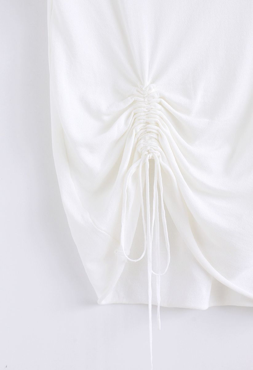 Break Free Drawstring Sleeveless Knit Top in White