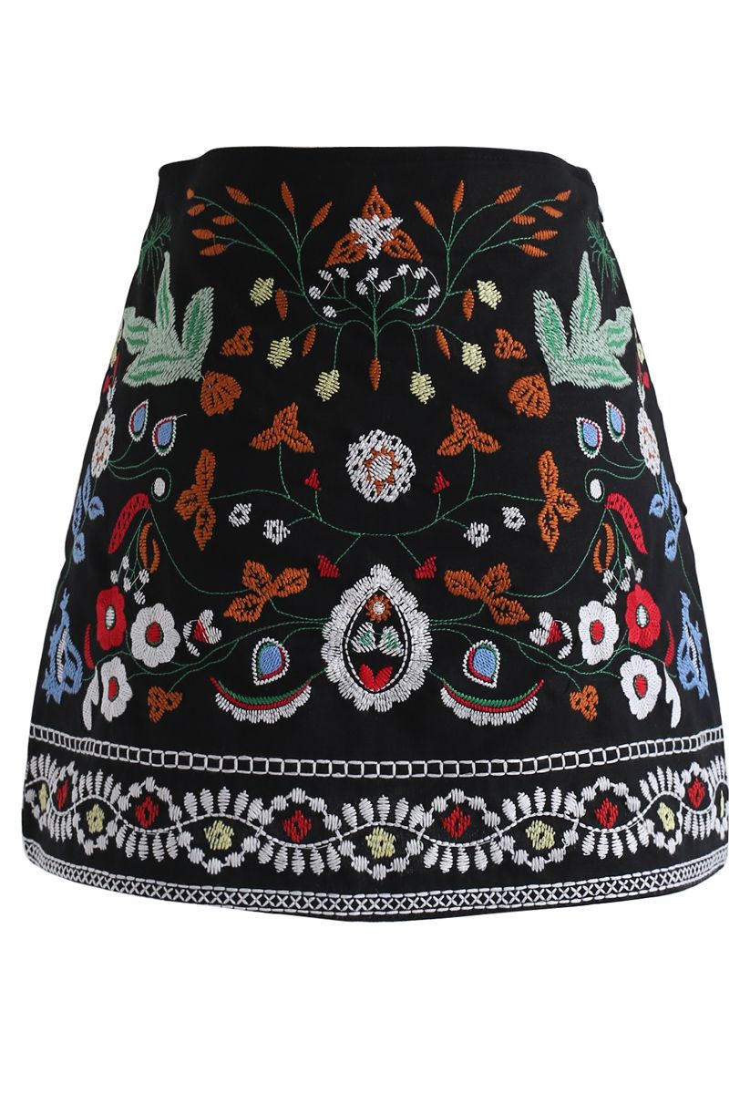 Exquisite Floral Embroidery Bud Skirt