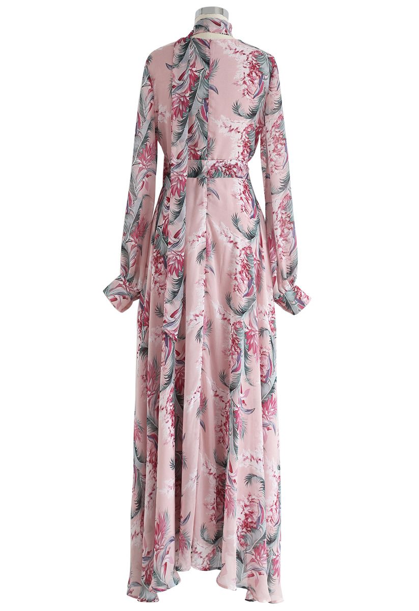 Floral Endearment Chiffon Maxi Dress in Pink