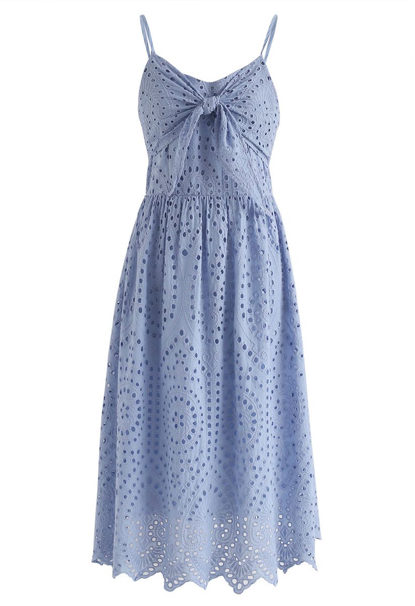Party Playlist Eyelet Cami Dress in Blue