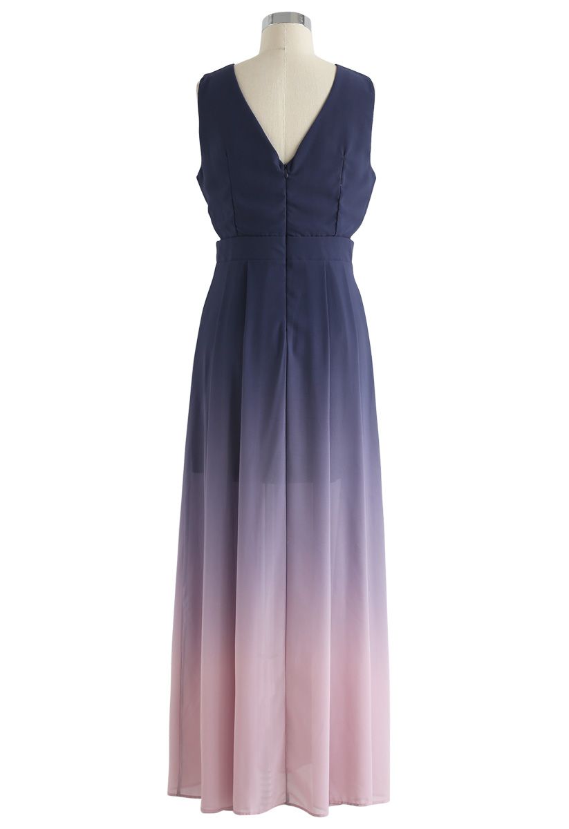 Gradient Revelry Sleeveless Maxi Dress in Purple