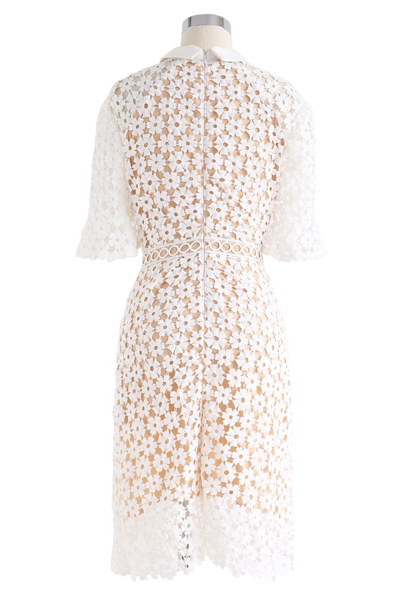 Faith in Elegance Crochet Shift Dress in White