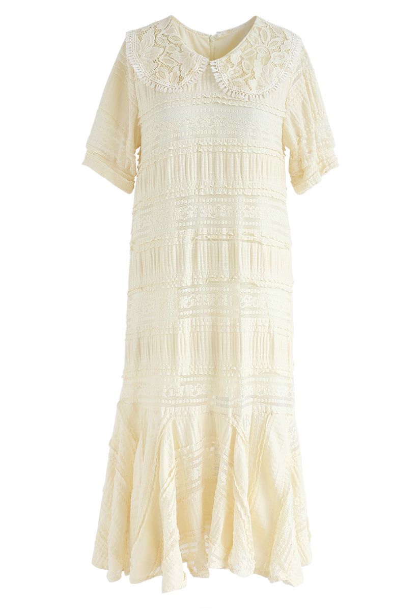 Free to Extol Frilling Lace Dress in Cream