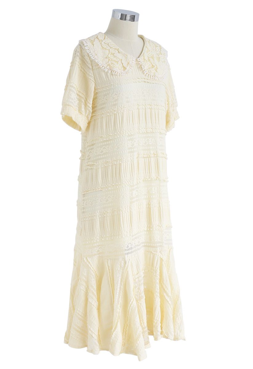 Free to Extol Frilling Lace Dress in Cream
