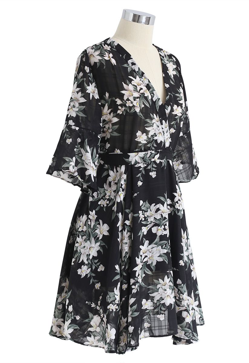 Better Than That Floral Chiffon Dress in Black