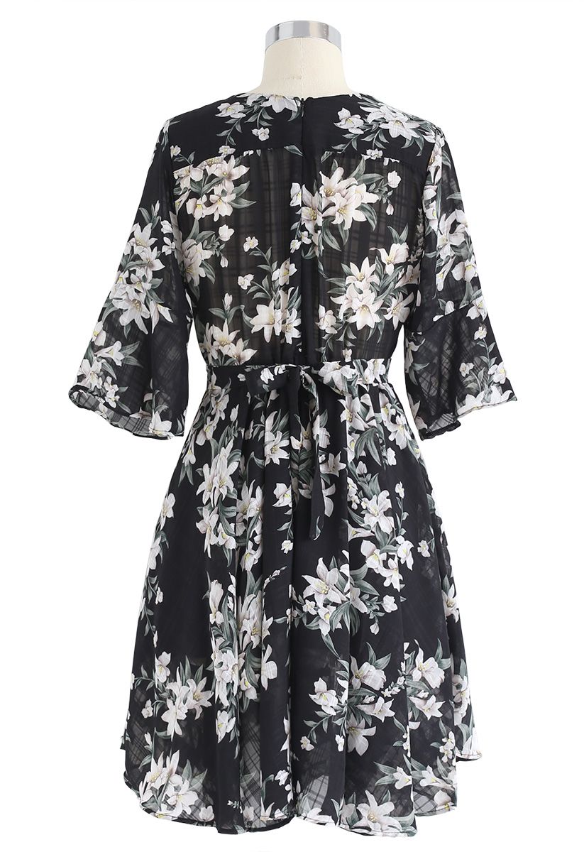 Better Than That Floral Chiffon Dress in Black