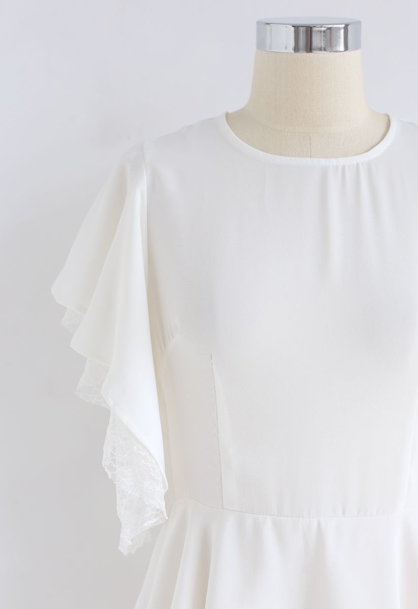 Knot You Best Open-Back Ruffle Top in White