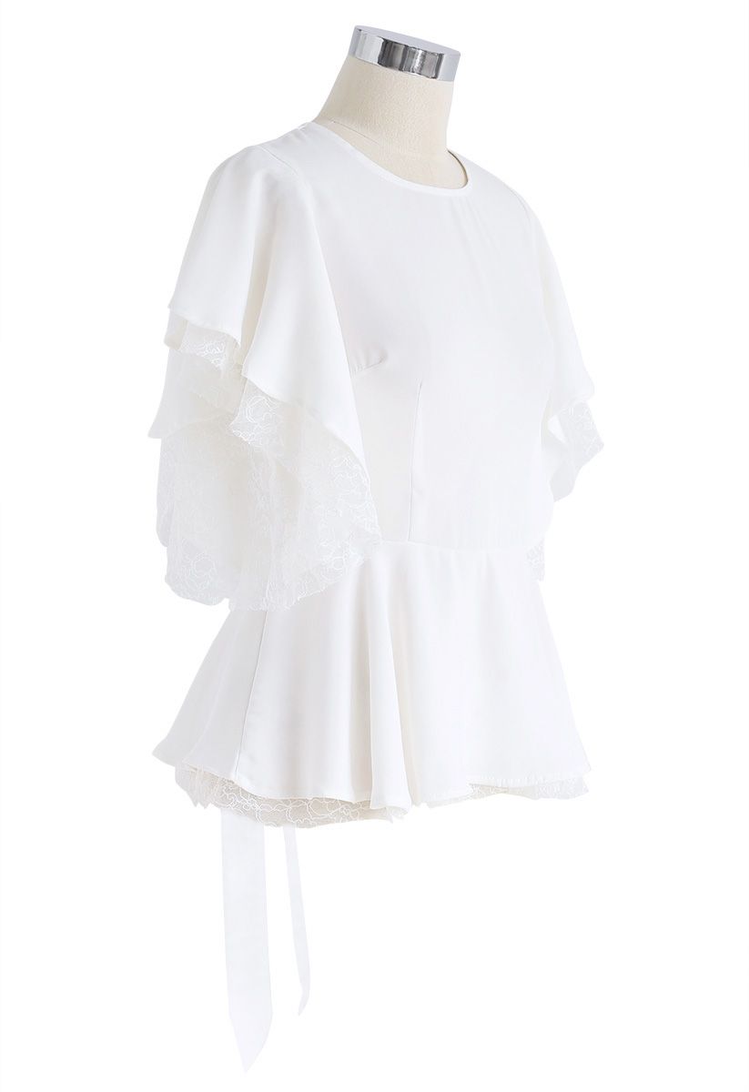 Knot You Best Open-Back Ruffle Top in White