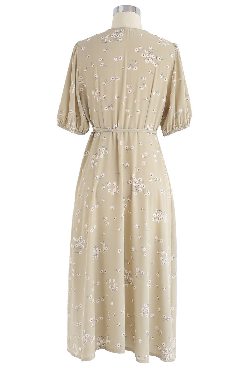 Meet Me In Daisy Field Button Down Dress in Apricot - Retro, Indie and ...