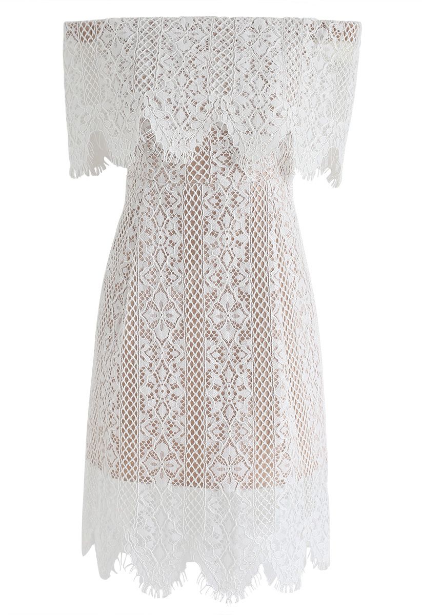 Wishing for Romance Off-Shoulder Lace Dress