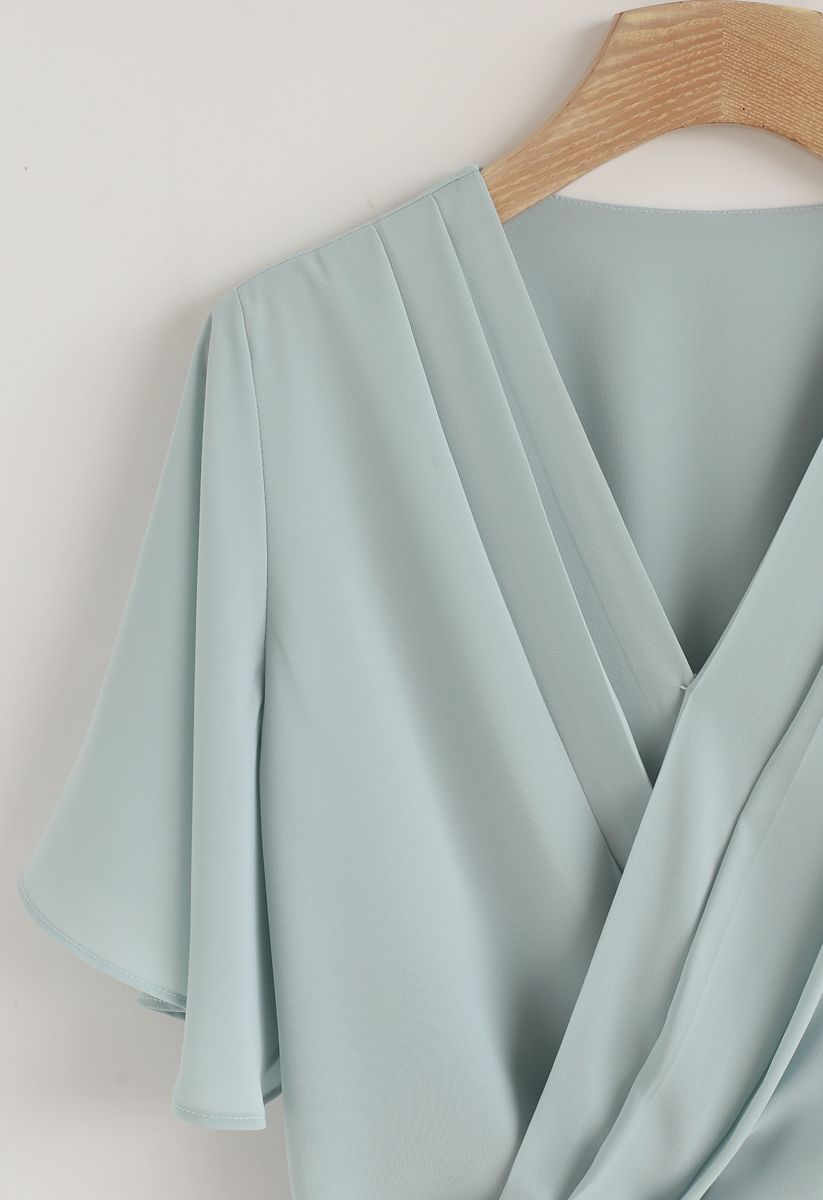 Stay Chic Cropped Cape Top in Mint