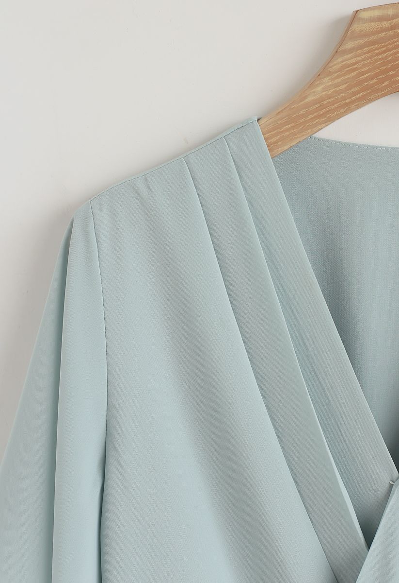 Stay Chic Cropped Cape Top in Mint