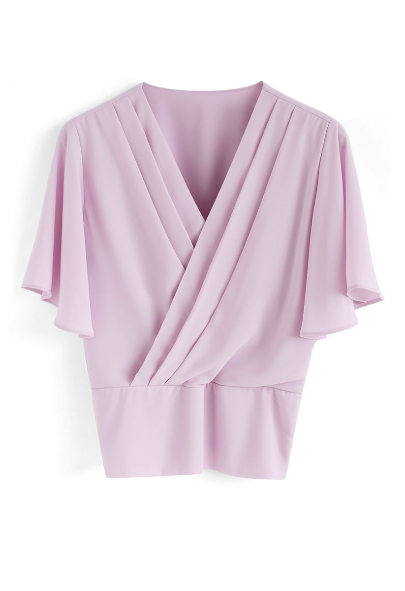 Stay Chic Cropped Cape Top in Pink