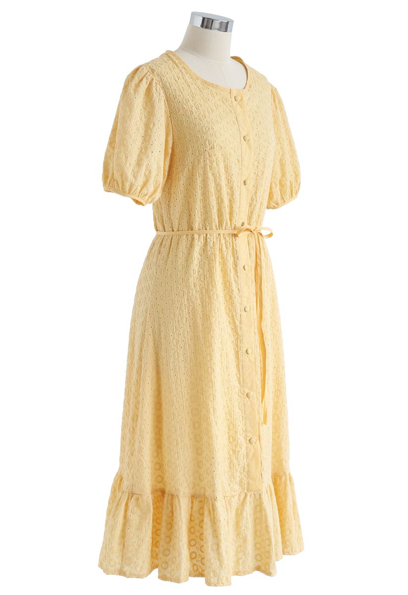 There She Goes Embroidered Button Down Dress in Yellow - Retro, Indie ...