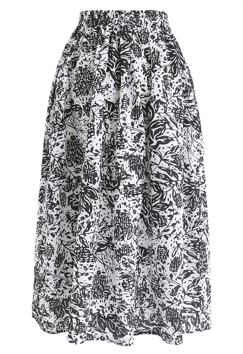 Imagine More Floral Embossed A-Line Skirt in Black