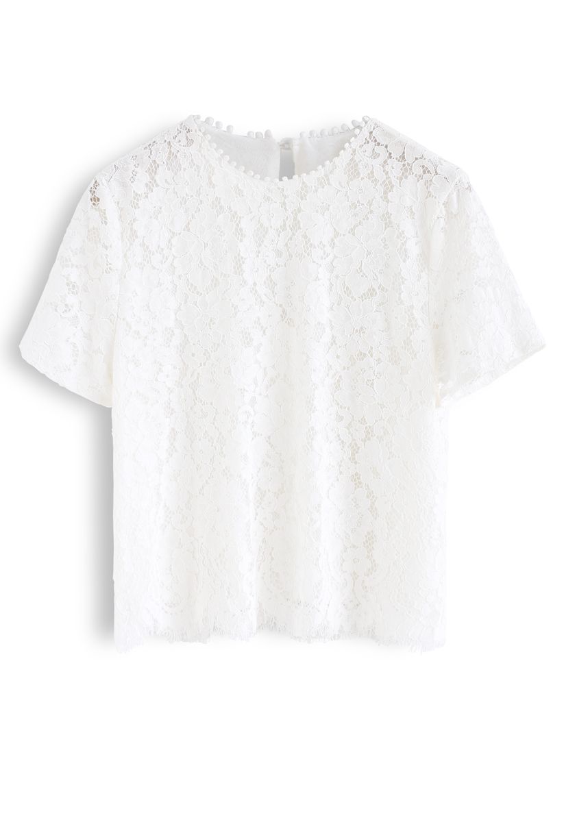 Everyday Fit Full Lace Top in White - Retro, Indie and Unique Fashion