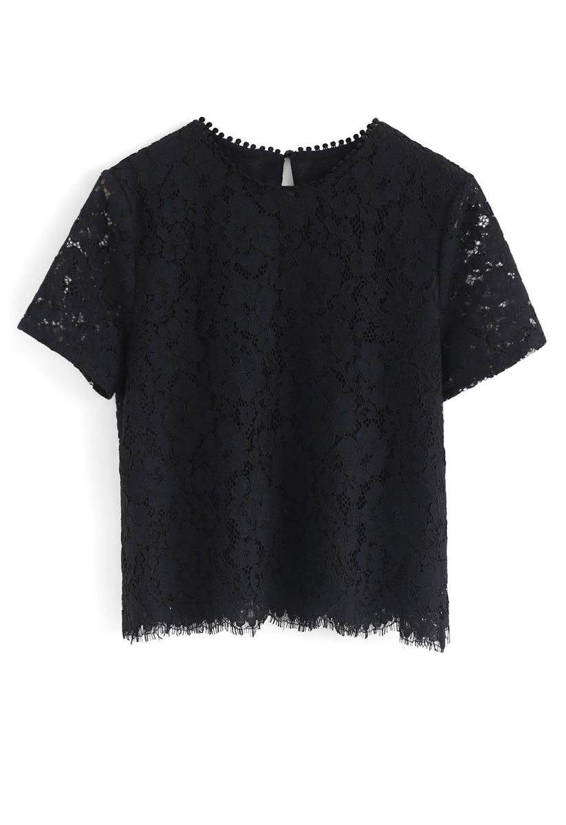 Everyday Fit Full Lace Top in Black