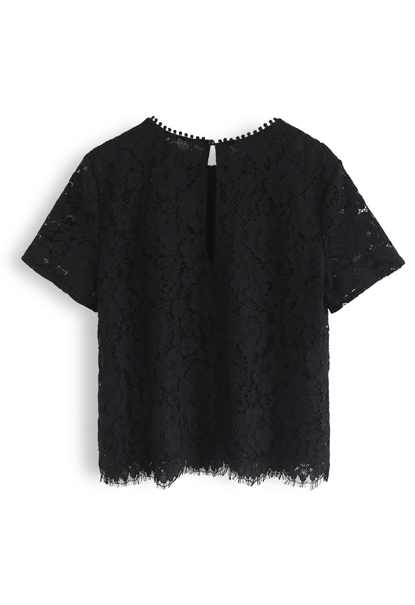 Everyday Fit Full Lace Top in Black