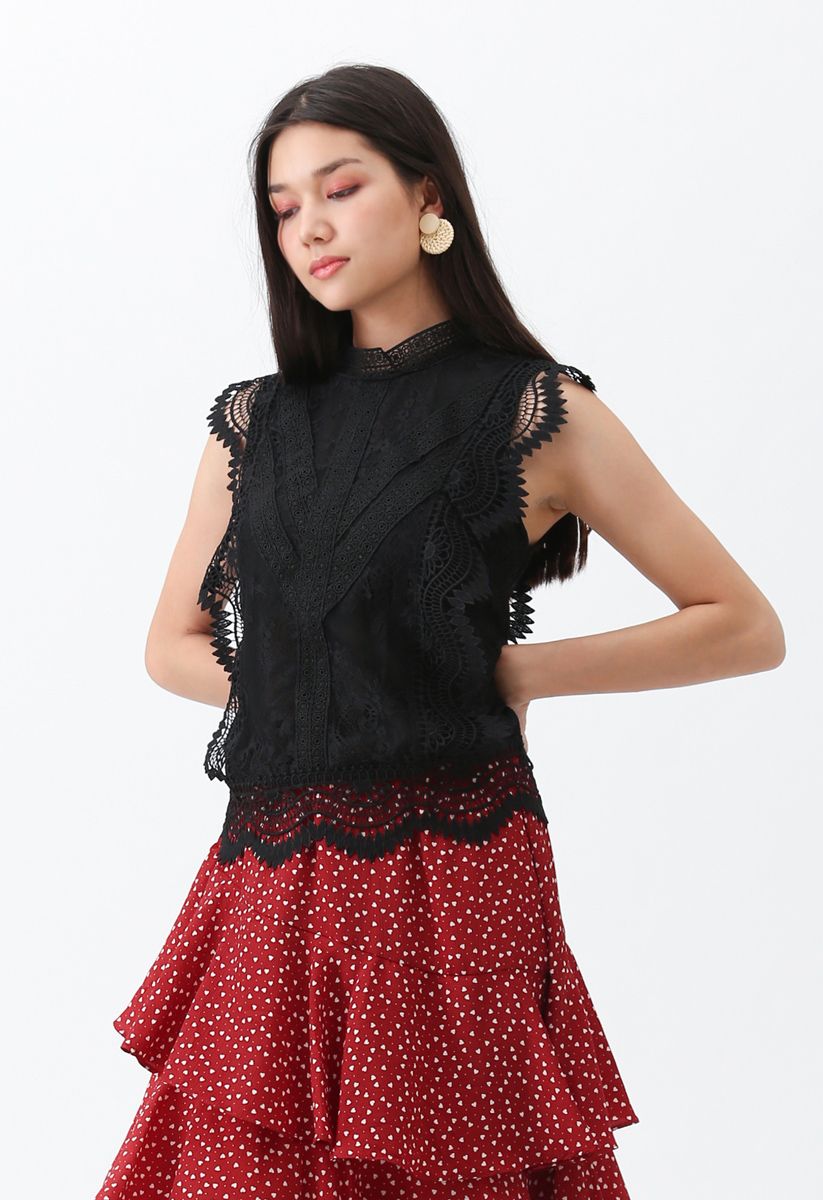 Lace is More Sleeveless Top in Black