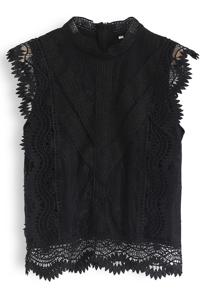 Lace is More Sleeveless Top in Black