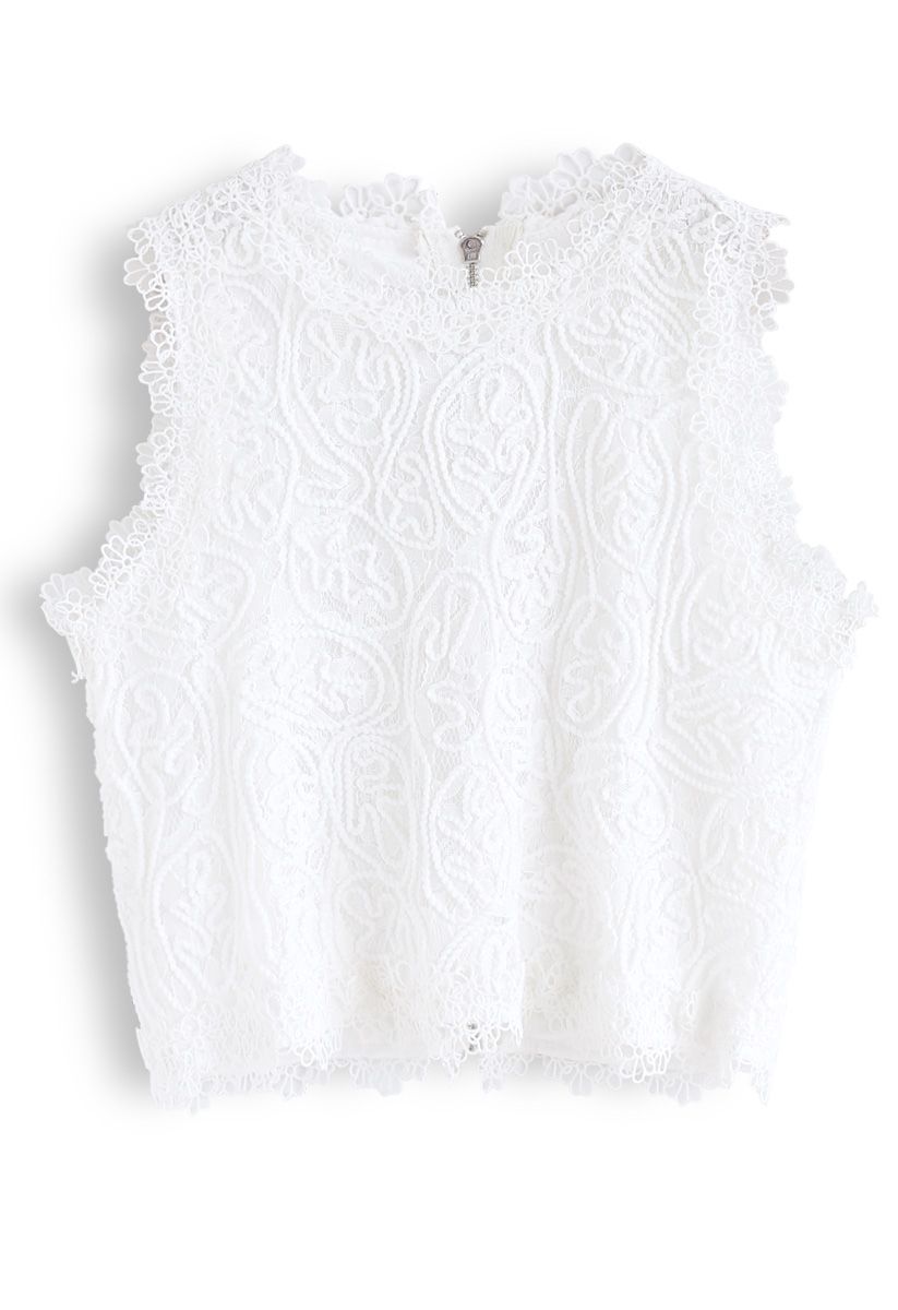 Diva Full Lace Crop Top in White