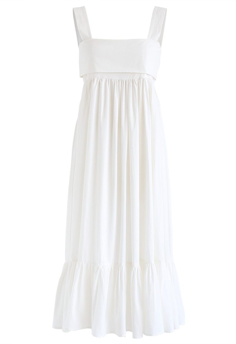 Joyful Aspects Backless Midi Dress in White