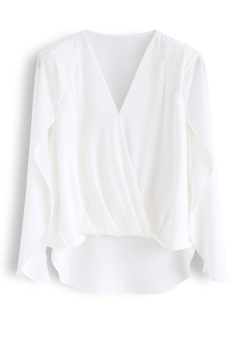 Outta My Hand Wrap Top in White