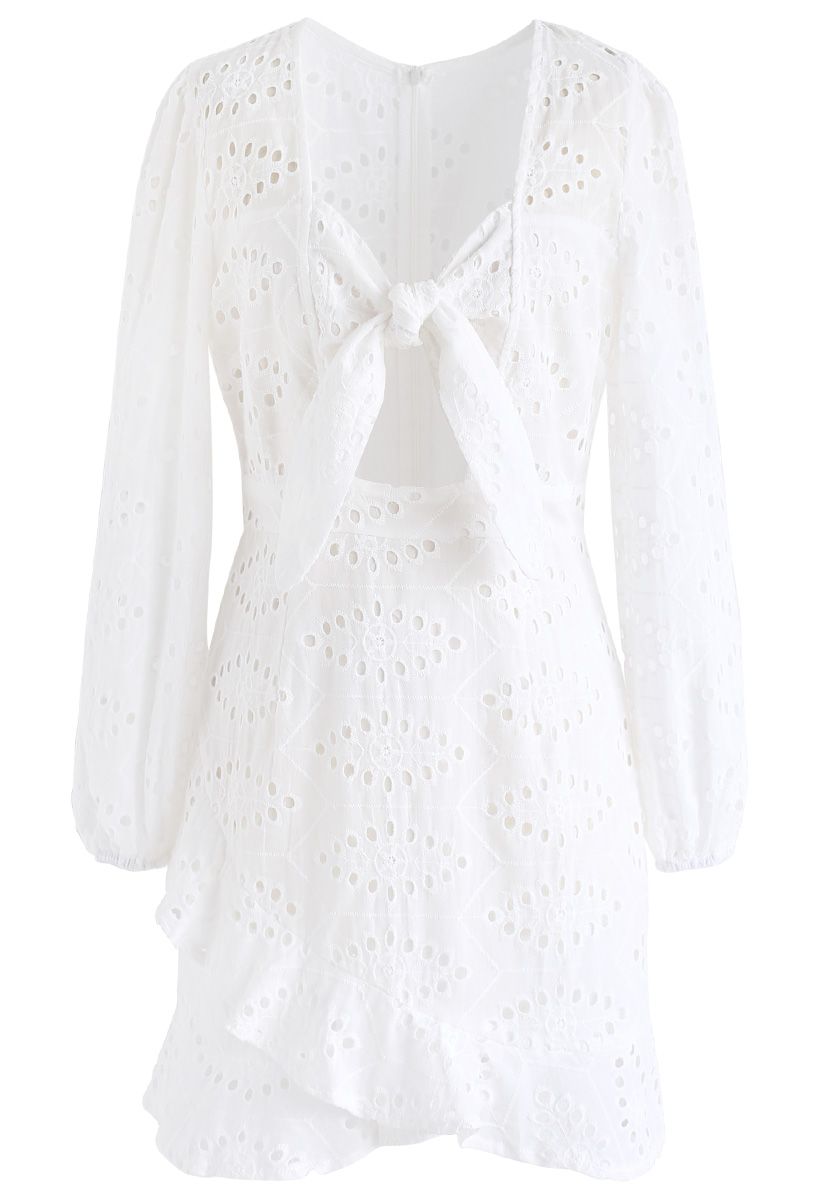 Knot About Me Embroidered Eyelet Dress