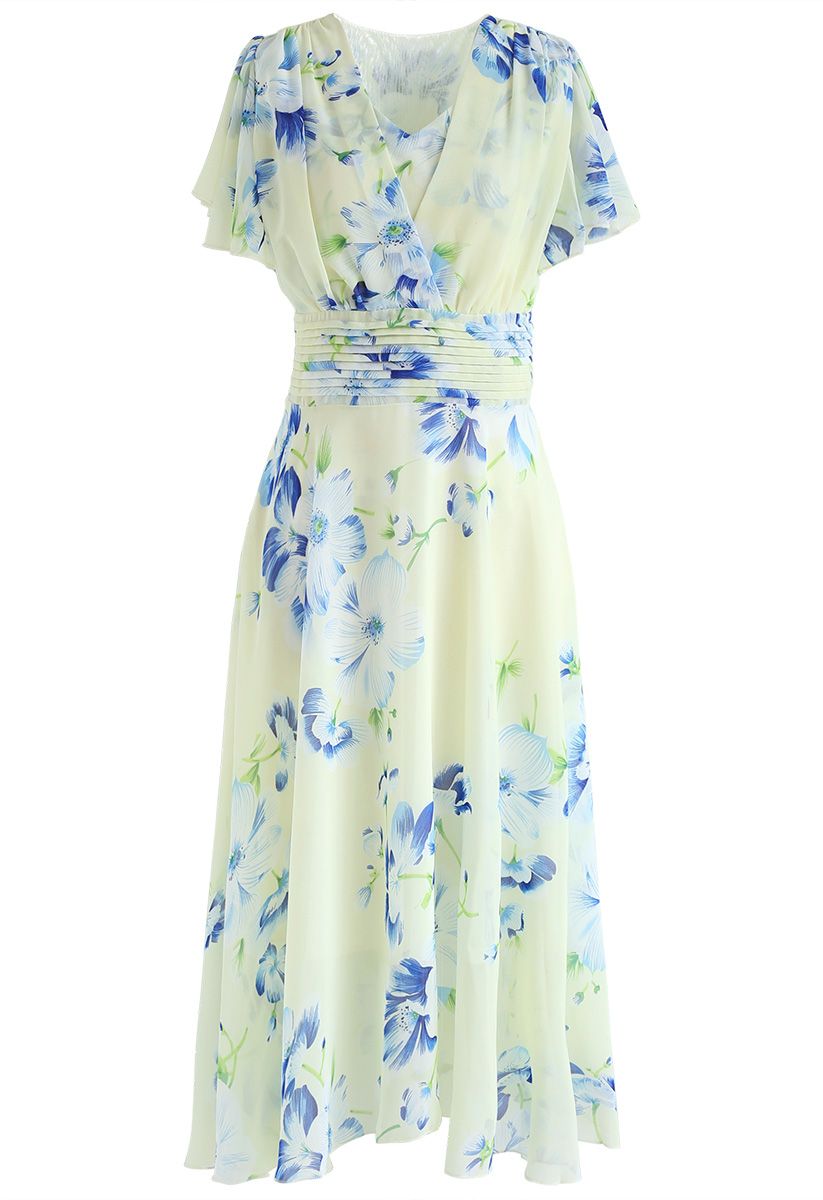 Sweet Surrender Floral Chiffon Dress in Cream