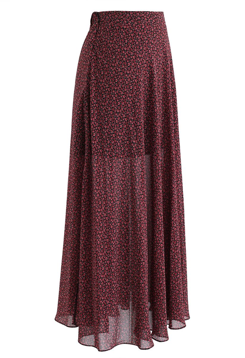 Blossom Age Chiffon Maxi Skirt in Floral