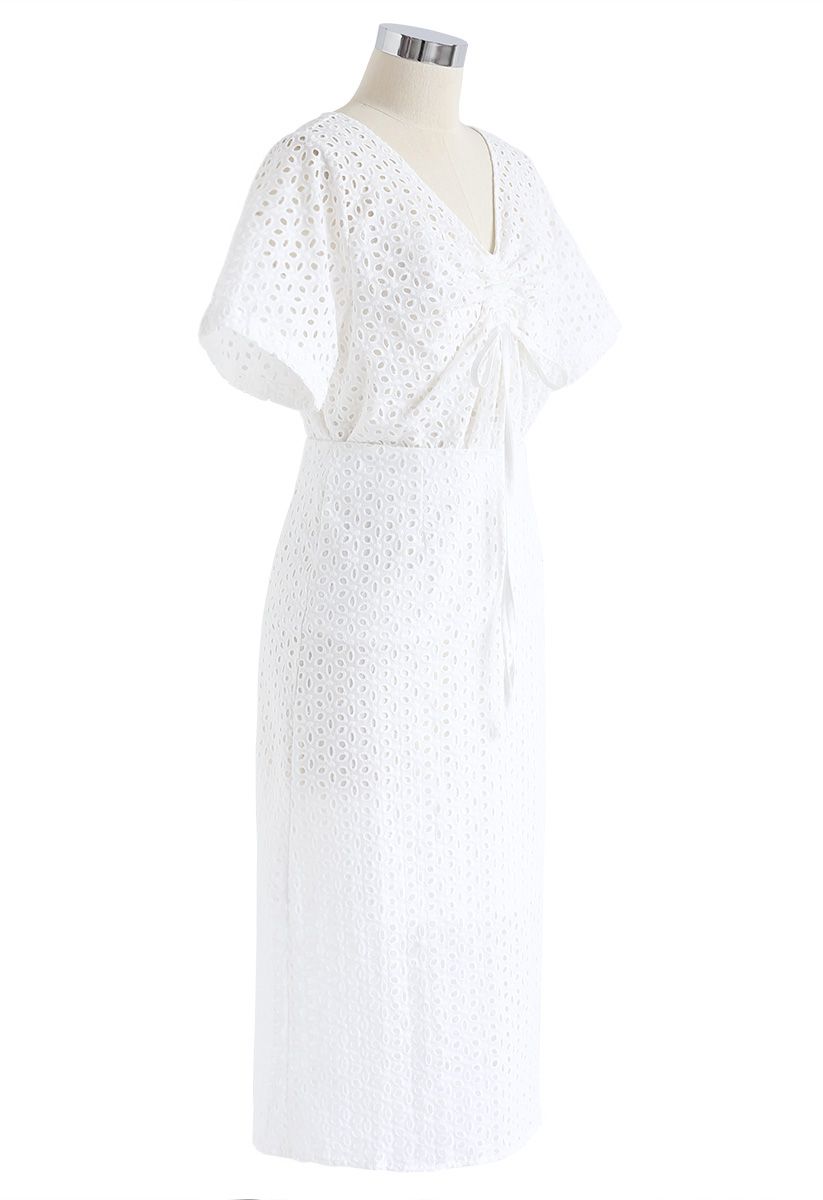 Starry Night Embroidered Eyelet Top and Skirt Set in White